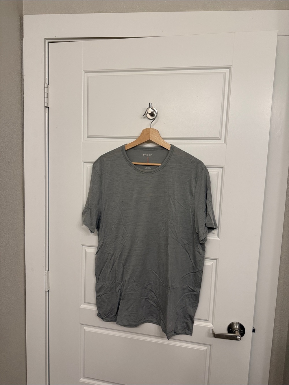 Proof Men’s Gray Merino Wool Crew Neck T-Shirt XL